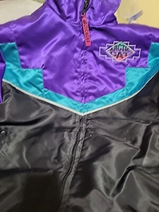 Vintage Arctic Cat Youth Jacket Green Purple Sz 14 Snowmobile Arcticwear - Picture 1 of 12