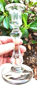 Vintage Clear Glass Table Candle Holder 7 1/4" high 1" diameter holder - Picture 1 of 4