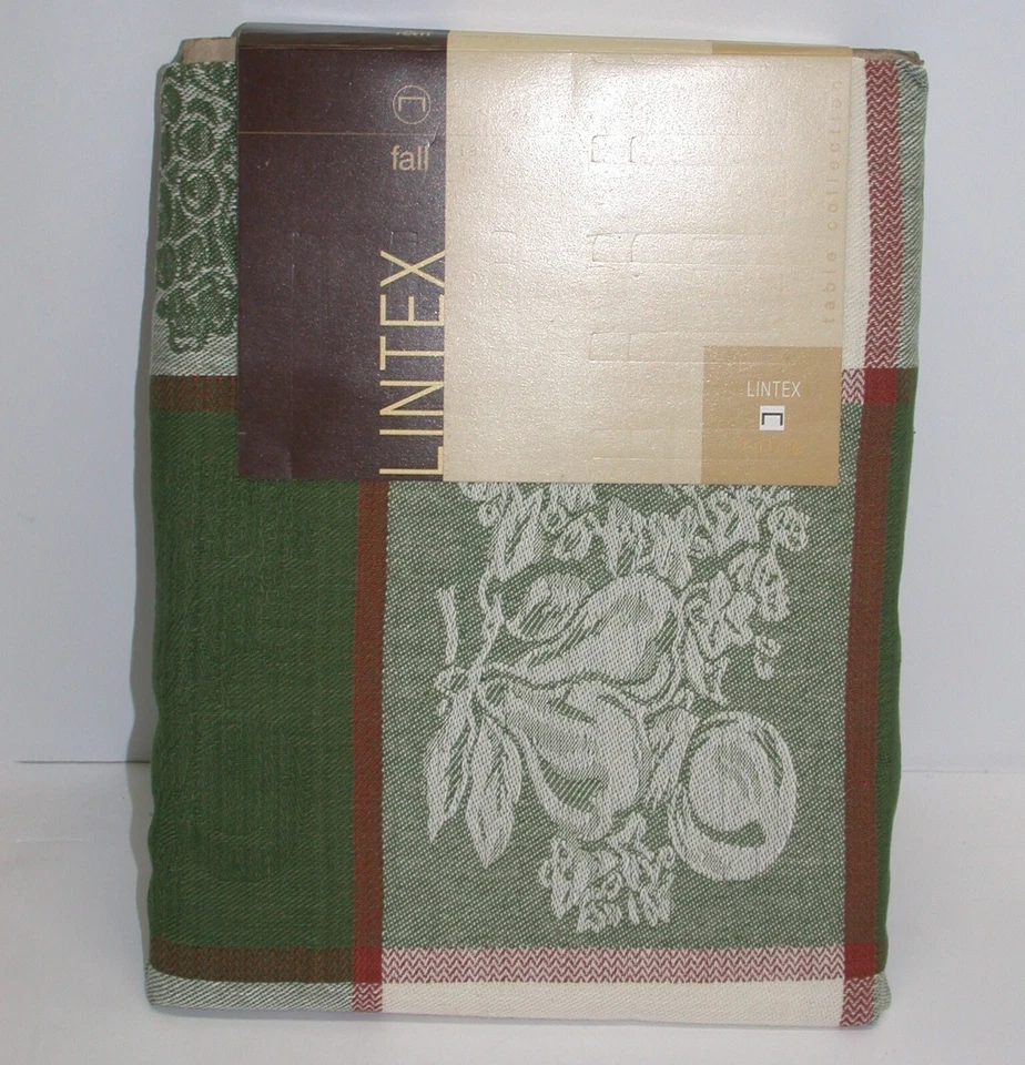  Lintex 100% Cotton Tablecloth ~ Cornicopia Green Brown Cream ~ 70" Round NEW - Image 1 of 2
