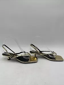 Versace Jeans Couture Metallic Studded Kitten Sandals Gold Size 38 - Picture 1 of 7