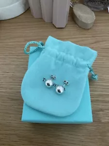 Genuine Tiffany & Co Ball Stud Earrings Sterling Silver With Box Pouch - Picture 1 of 12