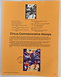 1993 USPS Souvenir Page 29¢ AMERICAN CIRCUS #93-08 Scott #2750 - 53 - Picture 1 of 2