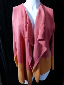 J Jill sz S long Slevee open front cardigan Rose/Orange short knit Cotton - Picture 1 of 8