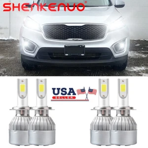 For KIA Sorento 2014-2019 4pcs H7 H7 LED Headlight Hi/Low Beam Bulbs 6000K White - Picture 1 of 10