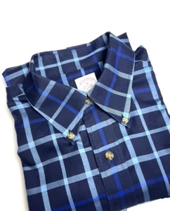 Brooks Brothers Button Down Shirt Long Sleeve Cotton Blue Plaid Regular Fit M - Picture 1 of 11