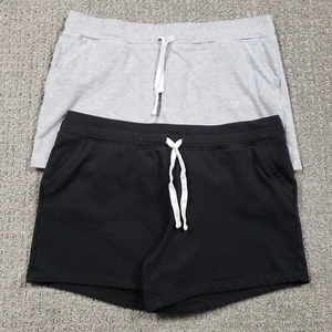 32 Cool Sweat Shorts Lot of 2 Womens XL Black Gray Lounge Pockets Drawstring 4" - Picture 1 of 11
