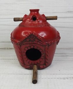 Vintage Handmade Moroccan Style Terracotta Birdhouse With Perch
