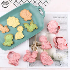 6X Plastic Biscuit Dinosaur Cookie Cutter Cake Mold Sugarpaste Decorating Pastry