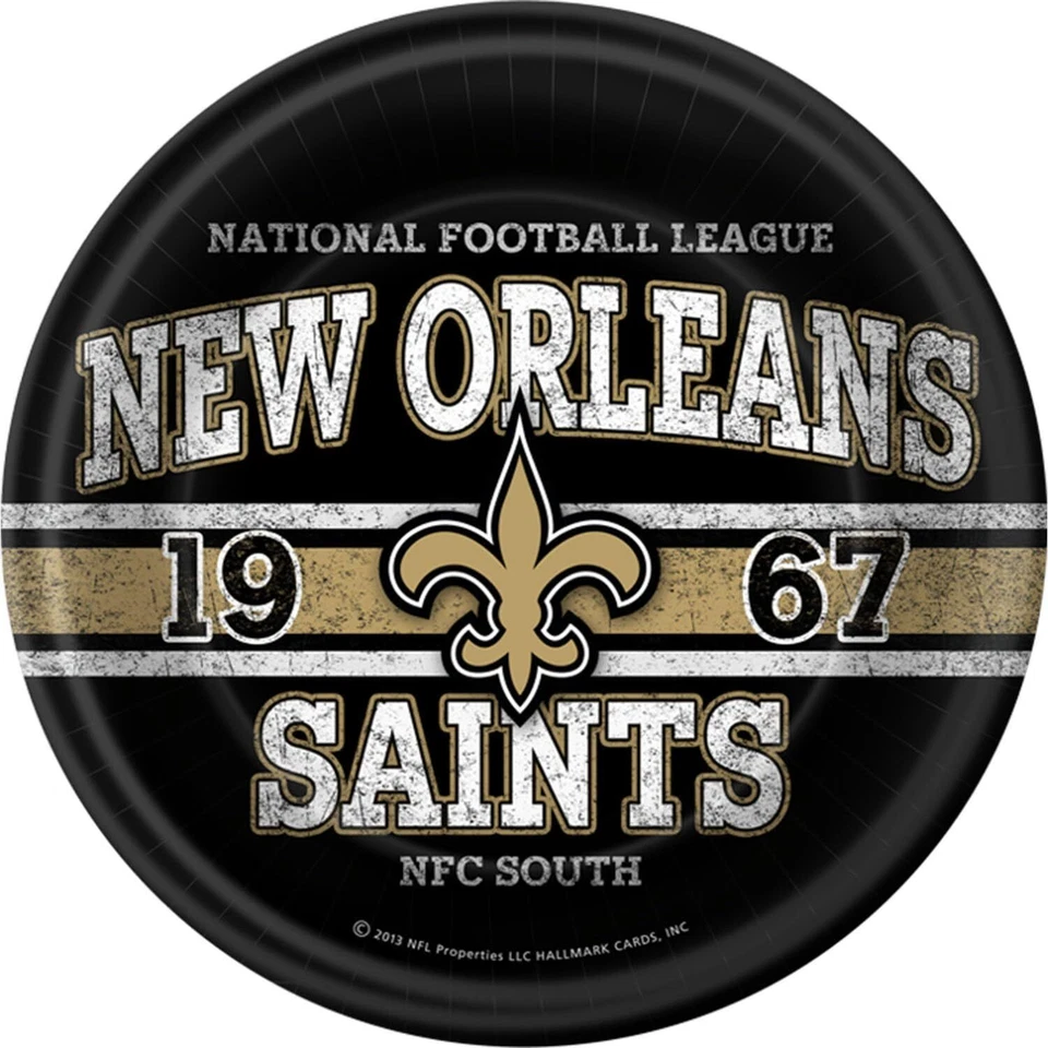 Бумажные обеденные тарелки New Orleans Saints NFL Pro Football Sports для банкета вечеринки 9 дюймов - Изображение 1 из 1