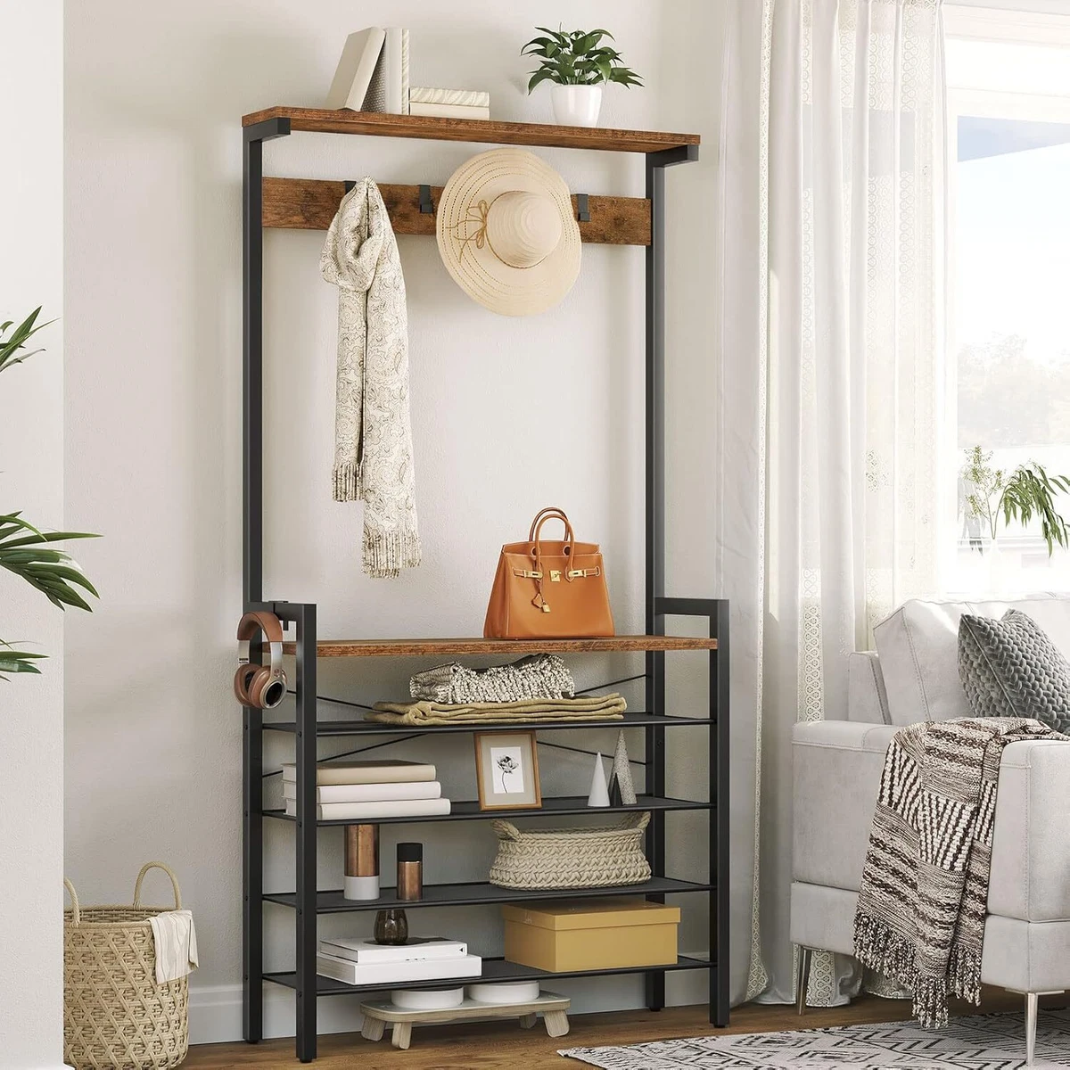 UNIQANTIQ HARDWARE SUPPLY Perchero Victoriano Doble De Latón Macizo Para Sombreros Y Abrigos | Árbol De Pasillo, Ganchos Vintage Para Colgar Ropa | UA-731-PB (1