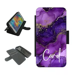 Lila personalisierte Name Brieftasche Handyhülle für iPhone für Samsung Flip Cover - Bild 1 von 4