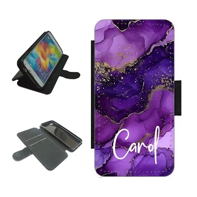 Purple Personalised name wallet Phone Case For iPhone for Samsung flip Cover - Image 1 of 4