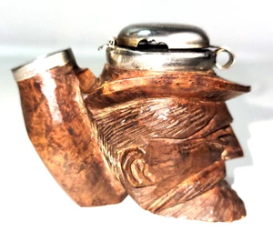 Estate Pipe Bowl Carved Mans Face w/ Cap West Germany - Picture 1 of 8