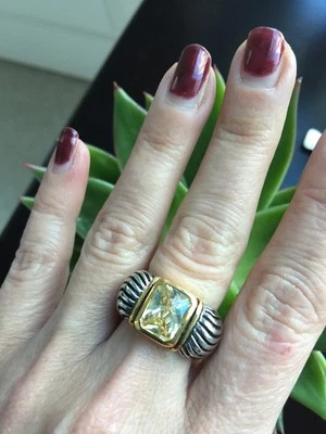 Новый «дизайнер вдохновил» светло-желтый CZ кольцо с кабель детали размер 7 шикарный - Изображение 1 из 4