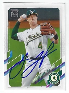 JAKE LAMB OAKLAND A'S SIGNED CARD DODGERS ANGELS MARINERS BLUE JAYS WHITE SOX - Picture 1 of 1