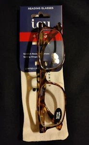 ICU Eyewear Brentwood Brown Tort Reading Glasses Readers with Case +1.25 NIP - Picture 1 of 4