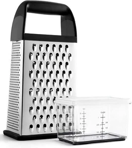 Cheese Grater with Handle, Stainless Steel Box Grater, 4 Side Kitchen Vegetable - Picture 1 of 7