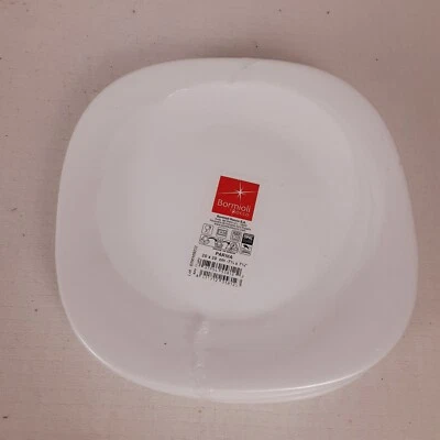 Bormioli Rocco Parma White Salad Plates 7 3/4" Square Set of 6 NEW Opal Glass - Image 1 of 4
