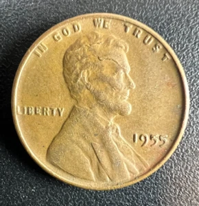 1955 Cracked Skull Error Lincoln Wheat Penny Variety Die Crack Head - Picture 1 of 2