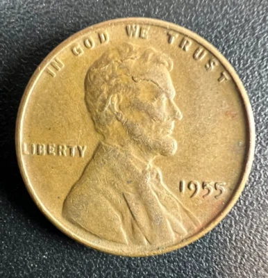 1955 Cracked Skull Error Lincoln Wheat Penny Variety Die Crack Head - Image 1 of 2