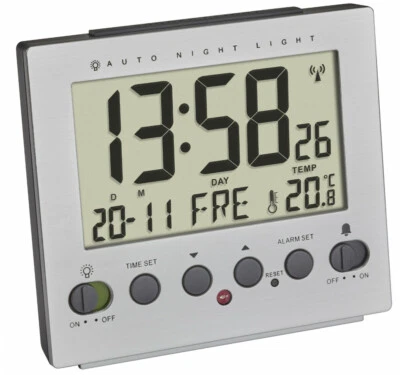 TFA 60.2561.55 Digitaler Funkwecker Lichtsensor Temperatur Digitalwecker Funkuhr - Bild 1 von 4