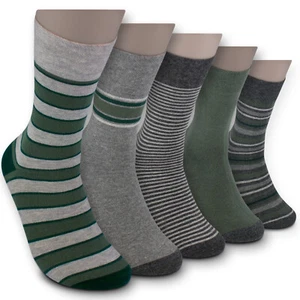 Herren Socken RINGEL (5 oder 10 Paar) gekettelt Komfortbund ohne Gummi grau grün - Bild 1 von 11