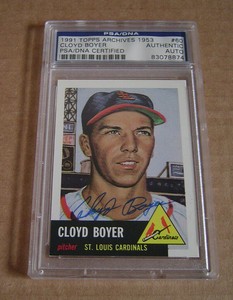 1991 Topps Archives '53 #60 Cloyd Boyer PSA/DNA Certified Autograph Cardinals