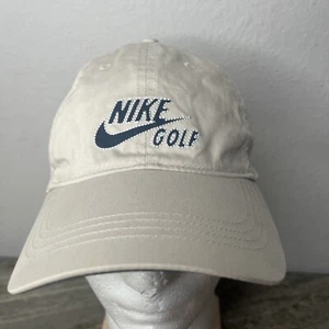 Nike Golf Logo Hat Stone Tan Navy Blue Dad Cap Adjustable Cap O/S Heritage NWT - Picture 1 of 8