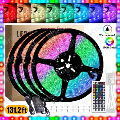 131英尺柔性3528 RGB LED条灯遥控仙女灯房间派对防水 — 第 1/4 张图片