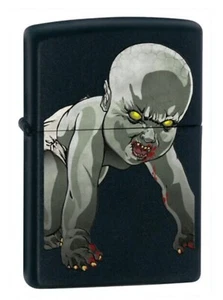 ZIPPO ZOMBIE BABY BLACK MATTE 28136 USED RARE COLLECTABLE SOLD OUT EVERYWHERE - Picture 1 of 6