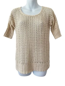The Limited Open Knit Crochet Top 100% Linen Minimal Womens M - Picture 1 of 6