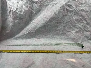 Antique Libbey Glass Blown Twisted Green Cane Walking Stick Whimsey Read Descrip - Picture 1 of 10