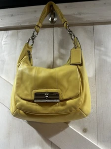 Coach Kristin Leather Shoulder Bag Buttercup Yellow Zip Top Purse - Picture 1 of 18