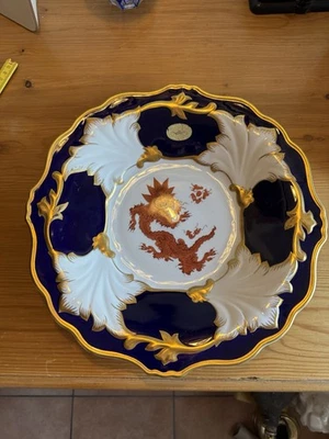 Weimar Porzellan Teller 32cm Gold Drache Kobalt - Bild 1 von 4