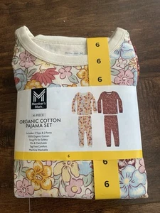 NWT  MEMBERS MARK GIRLS 4PC ORGANIC COTTON PAJAMA SET SIZE6 VINTAGE FLOWER - Picture 1 of 5