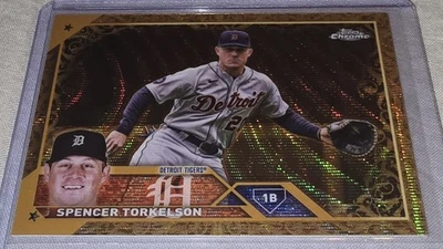 SPENCER TORKELSON 2023 TOPPS GILDED CHROME 128 GOLD WAVE /75 TIGERS - Image 1 of 4