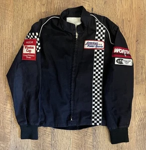 VTG Worth Racing Checker Striped Black Jacket USA Talon Zip Size Large READ** - Picture 1 of 10