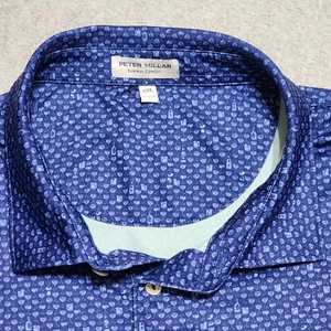 Polo Peter Millar Uomo 2XL Blu Bevande All Over Estate Comfort Golf (FORO) - Foto 1 di 8