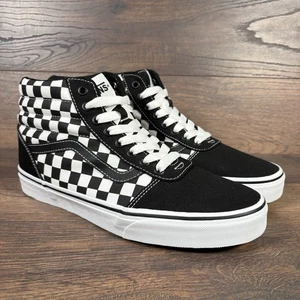 Vans Ward Hi Checkerboard Negro Hombre Entrenadores Negro Blanco - Talla UK 8 (EUR 42) - Imagen 1 de 7