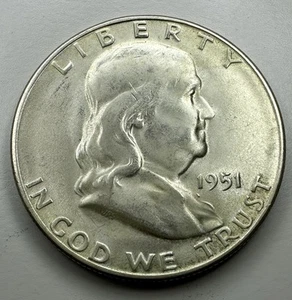 1951 S Franklin Half Dollar E3 - Picture 1 of 2