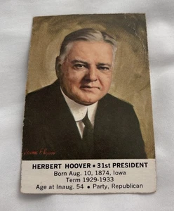 Carta ritratto presidenziale statunitense General Mills 1964 vintage HERBERT HOOVER - Foto 1 di 3