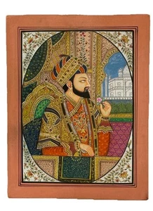 Vintage Traditional Painting Of Mughal Emperor Size 45*34 Cms , Mint Condition - Picture 1 of 7