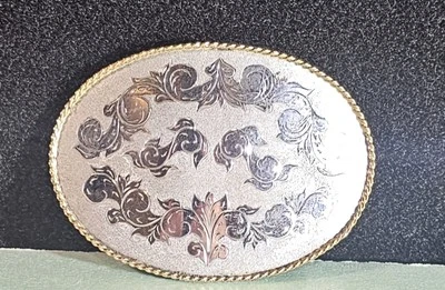 Vintage Western Belt Buckle Gold & Silver Tone Floral  For   Men or Women  - Image 1 of 4