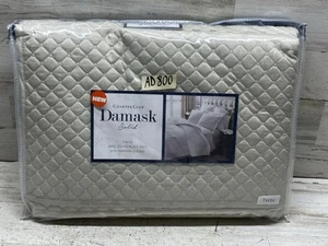 Charter Club Damask Quilted Parchment Twin Coverlet & Sham 2pc Set New - Picture 1 of 5