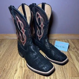 Ariat Men’s 12D Quantum Brander Black Gator Print Square Toe 10012759 EUC - Picture 1 of 18