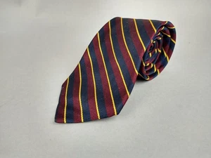 Vintage Ashford Brooks Krawatte Repp weinrot marineblau gelb Streifen Handarbeit Seide - Bild 1 von 8