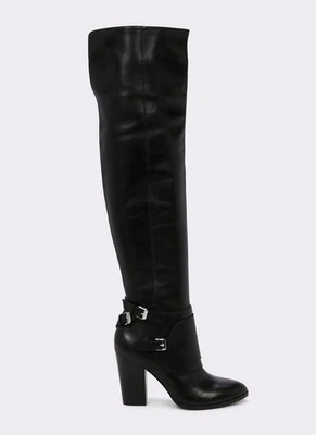 Beliarosa by ALDO, Cuero REAL Negro, Botas OTK Rodilla, Tacón Bloque 4", Talla 7 Foto 1 de 4