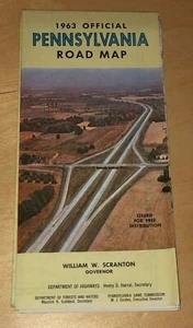 1963 Official Pennsylvania Road Map State Highways Public Recreation Areas - Picture 1 of 7