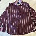 Tommy Bahama Button Up Shirt Mens Large Moroon Long Sleeve Regular Fit Striped