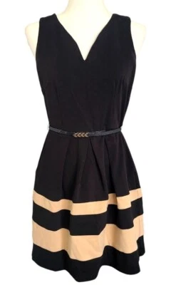 Vestido Iz Byer línea A negro con rayas bronceadas en la parte inferior talla 5 Foto 1 de 4